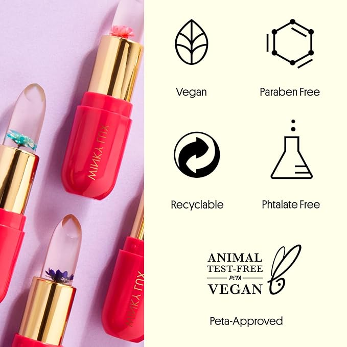Winky Lux Flower Balm, pH Color Changing Lipstick and Tinted Lip Balm, Vegan & Cruelty Free, Hydrate & Plump, Sheer Pink, Pink & Purple Flower with Vanilla Scent