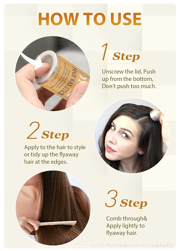 Samnyte Hair Wax Stick, 2PCS Wax Stick for Hair Slick Stick, Hair Wax Stick for Flyaways Hair Gel Stick Non-greasy Styling Cream for Fly Away & Frizz Hair