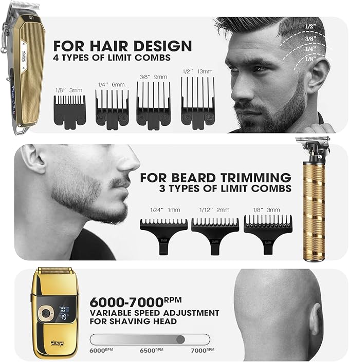 DSP® Professional Barber Clippers Set for Men - Cordless Bald Shaver Men Clippers and Trimmers Set - All in one Complete Kit