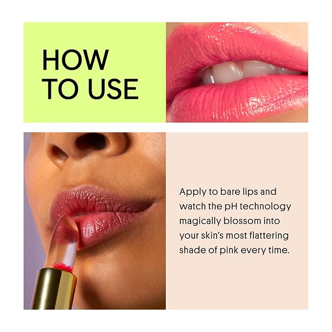 Winky Lux Flower Balm, pH Lip Balm, Color Changing Lipstick and Tinted Lip Balm, Vegan & Cruelty Free, Hydrate & Plump, Sheer Pink Lipstick, Pink Flower with Vanilla Scent