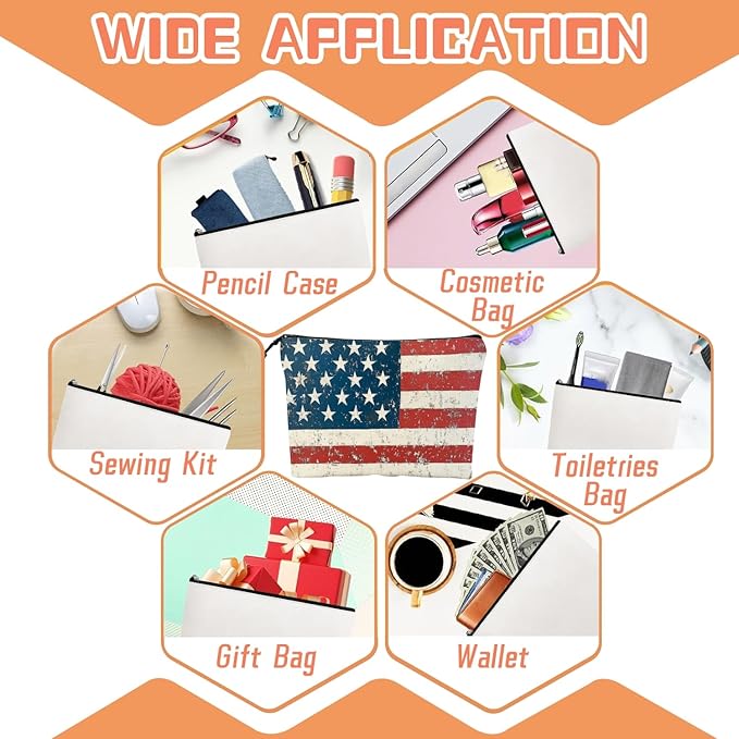 Cosmetic Bags Travel Makeup Toilet Case Waterproof Pouch for Women Girls 6.7X9.45inches - Weathered American Flag With Peeling Colors