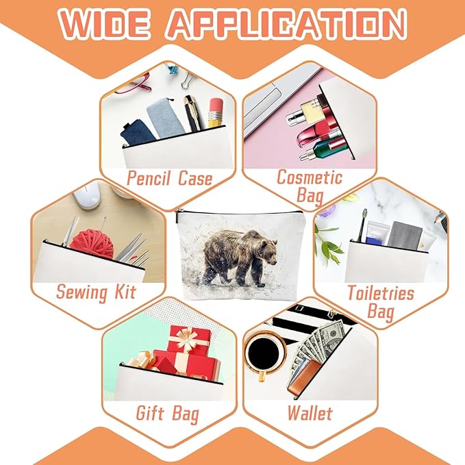 Makeup Bag Travel Cosmetic Bags Small Makeup Case Waterproof Zipper Pouch for Women Girls 7X9inches - Bear'S Journey in A Misty Watercolor Landscape