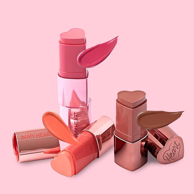 TOUCH IN SOL In My Heart Stick Blush (#Punch Pink) - Pink Cream Blush Stick for Korean Makeup, Lip & Cheek Multi-Use, Blendable Milk Blusher for Dewy Glow, Kbeauty (0.21 Oz)