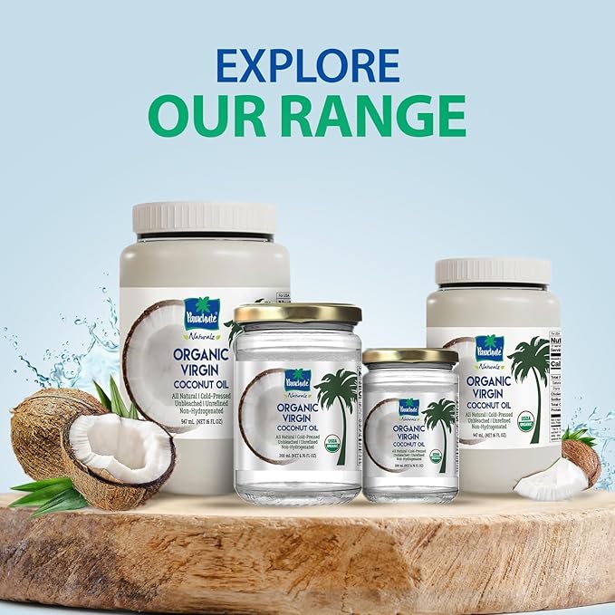 "Parachute Naturalz Organic Virgin Coconut Oil | Cooking Oil, Hair Oil, Body Oil & Oil Pulling | Cold Pressed | Unbleached | Unrefined | Non-Hydrogenated | MCT Oil | USDA Certified | 32 Fl. Oz | Plastic Jar"