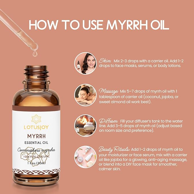 Myrrh Essential Oil, Pure Natural Myrrh Oil for Skin Hair Diffuser Room Spray DIY - 1 Oz
