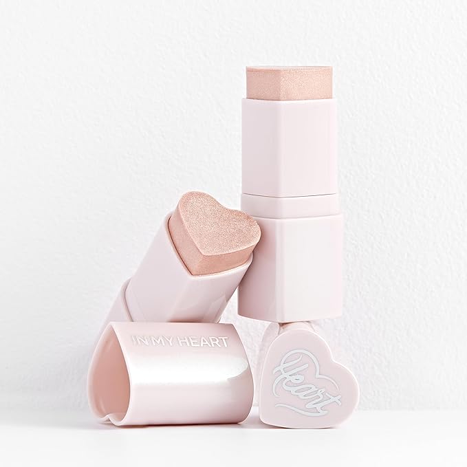 TOUCH IN SOL In My Heart Stick Highlighter (#Moonlight Beam) - Cream Highlighter Stick for Korean Makeup, Multi-Use for Lips, Cheeks & Body, Blendable for Dewy Glow, K-Beauty (0.21 oz)