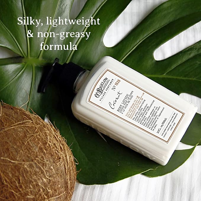 C.O. Bigelow Coconut Body Lotion, Village Perfumer Moisturizing Body Lotion with Aloe Vera, Borage Oil & Olive Oil, 10 Fl Oz