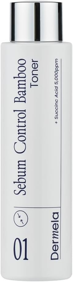 Sebum Control Bamboo Toner, 78% Bamboo Water with Niacinamide, Hyaluronic & Succinic Acids, Oil & Pore Control, 6.76 fl oz (200 mL) | Korean Toner for Oily, Combination & Sensitive Skin