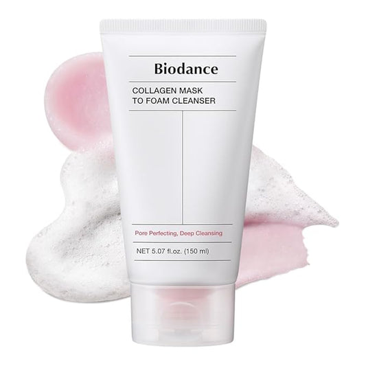 BIODANCE Collagen Mask To Foam Cleanser, Pink Face Wash, 2-in-1 Pore Mask and Hydrating Foaming Facial Cleanser for Sensitive Skin, Oily Skin, Korean Skinc Care, Gifts for womenㅣ5.07 fl. oz. (150 ml)