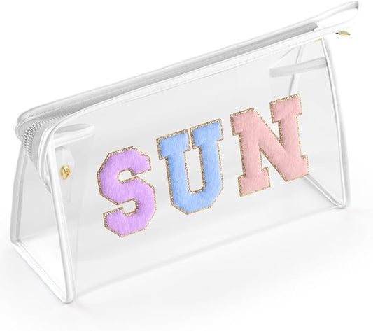 Embla Makeup and Lotion Bag - Waterproof Makeup and Sunscreen Pouch for Travel, Beach, Pool - Clear Zipper Pouch for Sunscreen and Cosmetics Storage, Durable Make Up Organizer for Beach Bag Essentials