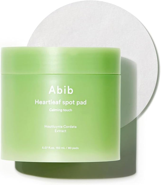 Abib Heartleaf Spot Pad Calming Touch 80pads 5.07 fl.oz. | Korean Acne Soothing Toner Pads for Face, Cleansing, Disposable, Exfoliant, Skin Care