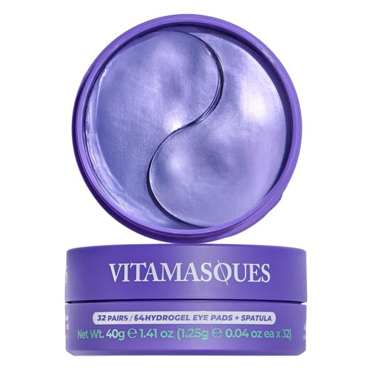 Vitamasques Lavender Hydrogel Eye Pads For Puffy Eyes & Dark Circles – Refresh in 15 minutes - Formulated in Korea - 32 Pairs / 64 HydroGel Eye Pads