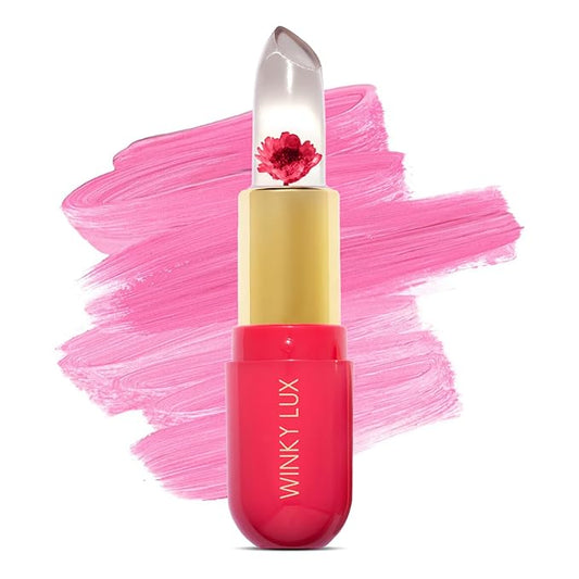 Winky Lux Flower Balm, pH Lip Balm, Color Changing Lipstick and Tinted Lip Balm, Vegan & Cruelty Free, Hydrate & Plump, Sheer Pink Lipstick, Pink Flower with Vanilla Scent