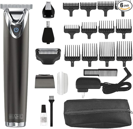 Wahl Stainless Steel Lithium Ion 2.0+ Slate Beard Trimmer for Men - Electric Shaver, Nose Ear Trimmer, Rechargeable All in One Men's Grooming Kit (Pack of 6)