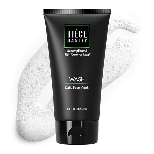 Tiege Hanley Daily Face Wash for Men, Gentle Fragrance-Free Cleanser with Jojoba Oil, Aloe, & Vitamin B3, Hydrating Foaming Formula for Deep Clean, Gentle on Sensitive Skin, Men’s Skin Care, 5.5 Fl Oz
