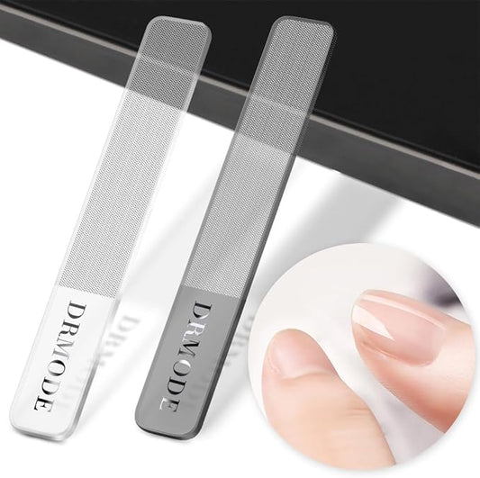 Glass Nail File - 2PC Upgrade Glass Nail Shiner for Natural Nails Nano Nail Buffers Crystal Polisher with Case, Professional Manicure Tools Kit for Acrylic Nail Care for Women and Girls