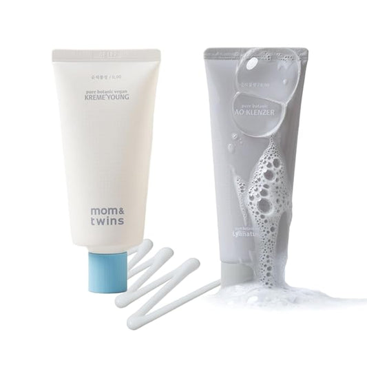 Blemish-Prone & Oily Skin Korean Skincare Set – Organic Face Wash & Cream Moisturizer, Oil-Control, Hydrating, Gentle, Non-Toxic