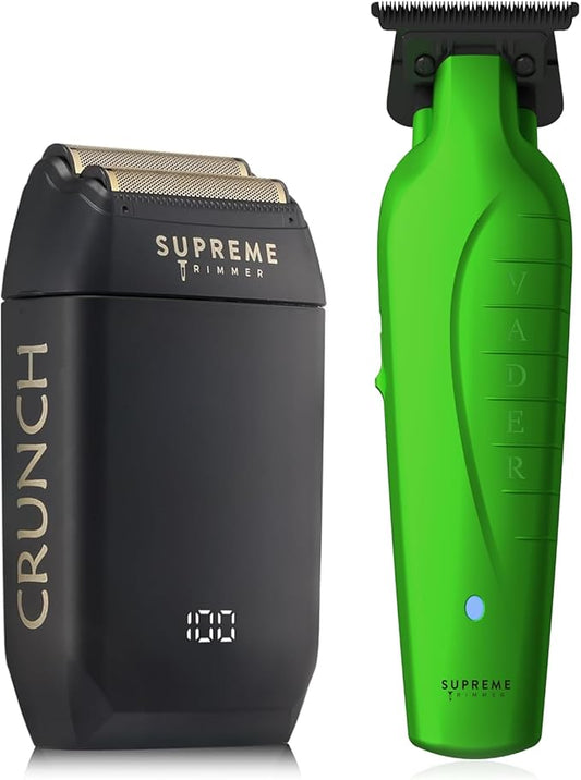 Supreme Trimmer Vader Trimmer & Crunch Foil Shaver Barber Haircutting Kit | Professional DLC T-Blade Beard Trimmer ST3778 & STF602 Waterproof IPX6 Shaver Set | (Acid)