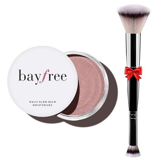 bayfree Multi Glow Balm Set, Cream Blush with Double-ended Brush, Radiant Finish, Hydrating, Creamy, Radiant Finish, Lightweight & Blendable Color, Face Balm