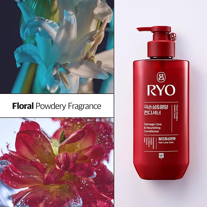 RYO Damage Care & Nourishing Conditioner with Korean Ginseng & Caffeine - Repair and Moisturizing, Anti Loss Care, Strengthening hair roots, 16 Fl Oz.