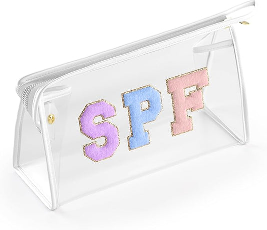 Embla Makeup and Lotion Bag - Waterproof Makeup and Sunscreen Pouch for Travel, Beach, Pool - Clear Zipper Pouch for Sunscreen and Cosmetics Storage, Durable Make Up Organizer for Beach Bag Essentials