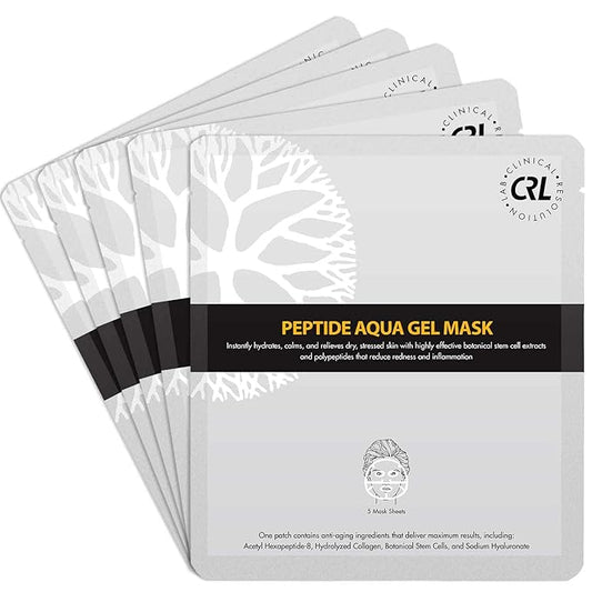 Clinical Resolution CRL Peptide Aqua Gel Mask 5 Pack Instant Hydration, Soothing & Cooling, Helps Comfort Skin After Professional Treatments, for a Refreshed, Healthy-Looking Complexion
