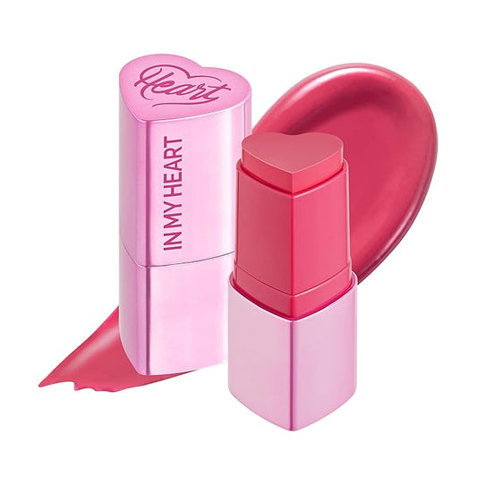TOUCH IN SOL In My Heart Stick Blush (#Punch Pink) - Pink Cream Blush Stick for Korean Makeup, Lip & Cheek Multi-Use, Blendable Milk Blusher for Dewy Glow, Kbeauty (0.21 Oz)