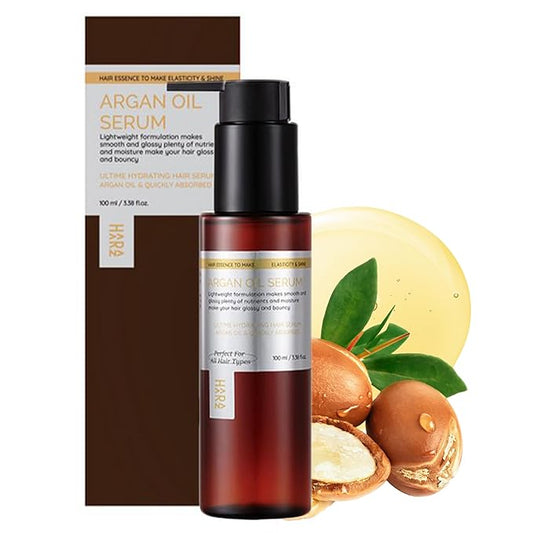 Argan Oil Hair Serum - Hydrates, Repairs Dry, Frizzy, Damaged Hair, Repairs Frayed Ends, Smooths & Strengthens, Suitable for All Hair Types, 3.38 Fl Oz