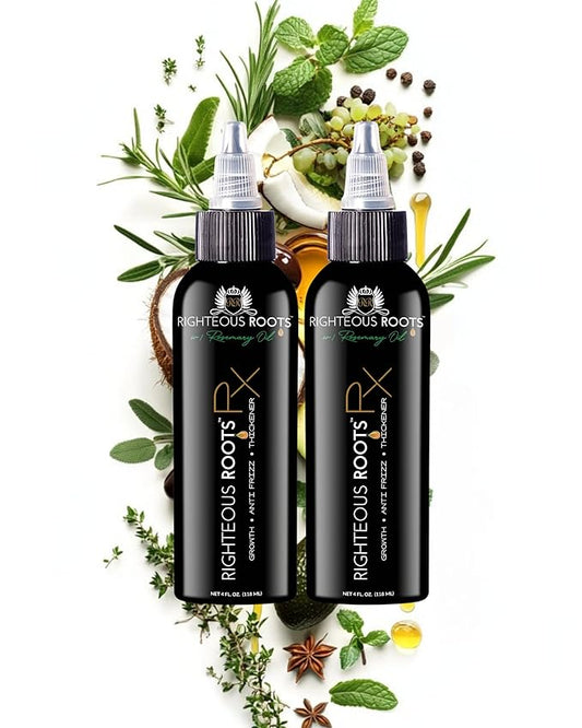 Righteous Roots Hair Oil for Hair Growth, Anti Frizz and Thickener (4 fl OZ, Pack of 2) - Best for Beard, Curly, Wavy and Natural Hair