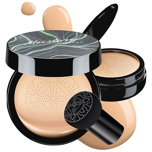 Mushroom Head Air Cushion CC Cream - Tattoo Cover up BB Cream Foundation Makeup Moisturizing Concealer Long-Lasting, Cushion Foundation Full Coverage Self Adjusting for All Skin Types (Natural)