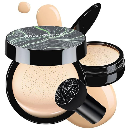 Mushroom Head Air Cushion CC Cream - Tattoo Cover up BB Cream Foundation Makeup Moisturizing Concealer Long-Lasting, Cushion Foundation Full Coverage Self Adjusting for All Skin Types(Ivory)