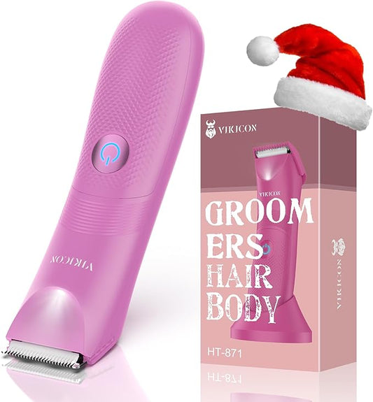VIKICON Pubic Hair Trimmer Women: Flawless Bikini Trimmer for Women - Waterproof Electric Razor Shaver w/Light for Body Leg Hair Grooming, No Nick Lady's Intimate Shaver - Gifts for Her