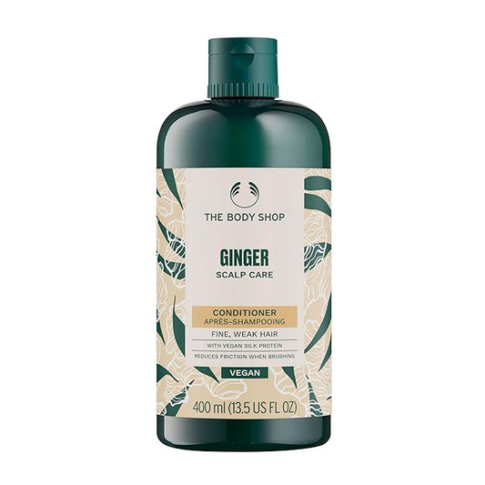 The Body Shop Ginger Scalp Care Conditioner, Fine, Weak Hair, With Silk Protein, Reduces Friction When Brushing, Vegan | 400 mL / 13.5 Oz