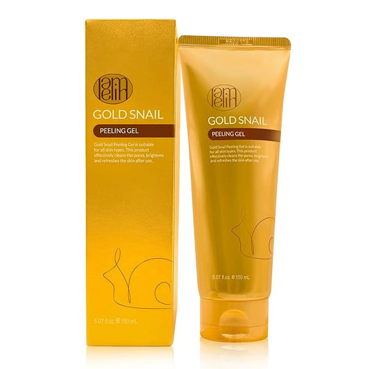 Lamelin Gold Snail Peeling Gel, 24K Gold Face Exfoliator, Natural Gentle Scrubber, Blackhead Remover, Pore & Acne Scar Minimizer, All Skins, 5.07 fl oz Made In Korea