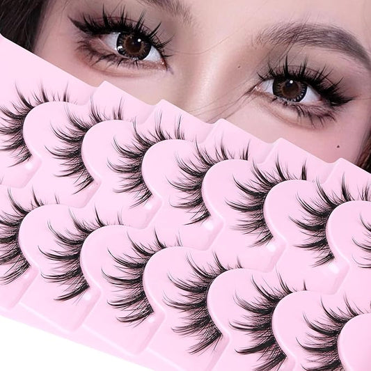 Manga Lashes Natural Look Anime Lashes Cosplay False Eyelashes with Clear Band 3D Wispy Eyelashes Asian Japanese Korean Style Manhua Lashes Look Like Individual Clusters Pack by EYDEVRO