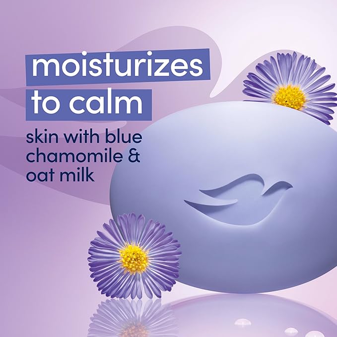 "Dove Anti-Stress Blue Chamomile And Oat Milk Moisturizes to Calm Skin Soap 106g Pack Of 6