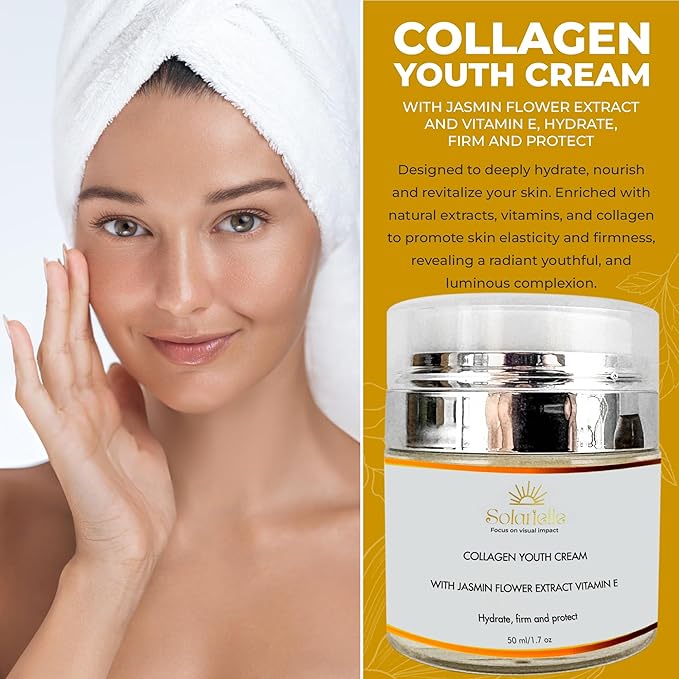 "SOLARIELLE Anti-Aging Skincare Set | Hyaluronic Acid Serum & Collagen Cream | Face & Neck Duo for Wrinkle Reduction | Natural Peptide Formula"