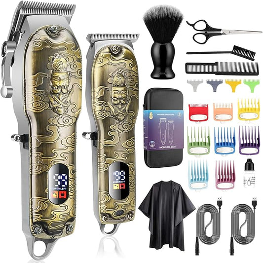 Karrte® Professional Hair Clippers for Men Hair Trimmer Barber Clippers Set Beard Trimmer Cordless Hair Cutting Grooming Haircut Kit with T-Blade Zero Gapped Rechargeable Adjustable LED Display